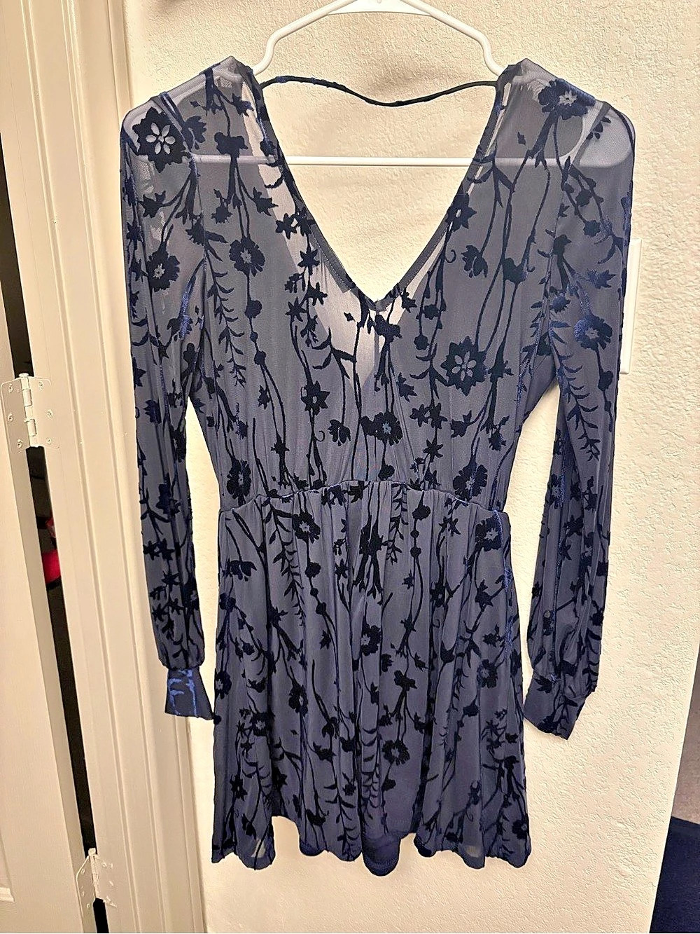 Allison & Kelly Floral Mini Dress in Blue & Black